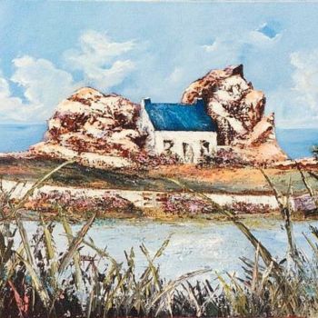 Pintura intitulada "44  La maison entre…" por Geneviève Lagarde, Obras de arte originais, Óleo