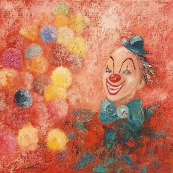 Peinture intitulée "52  Le clown" par Geneviève Lagarde, Œuvre d'art originale, Huile