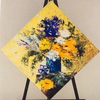 Peinture intitulée "58  Bouquet d'angle…" par Geneviève Lagarde, Œuvre d'art originale, Huile