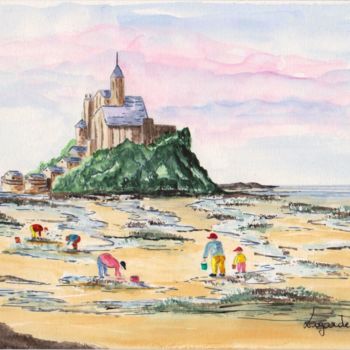 Painting titled "10  Mont-st-Michel" by Geneviève Lagarde, Original Artwork, Watercolor