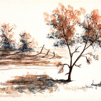 Peinture intitulée "30  L'arbre  +c" par Geneviève Lagarde, Œuvre d'art originale, Aquarelle