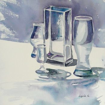 Malerei mit dem Titel "66  Verres" von Geneviève Lagarde, Original-Kunstwerk, Aquarell