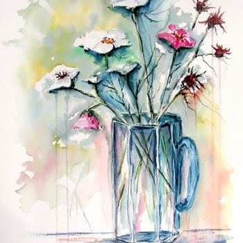 Malerei mit dem Titel "67 Fleurs +cadre" von Geneviève Lagarde, Original-Kunstwerk