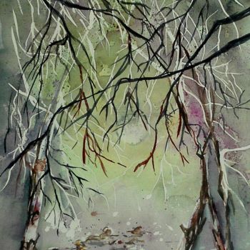 Malerei mit dem Titel "78.  Bois" von Geneviève Lagarde, Original-Kunstwerk, Aquarell