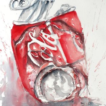 Schilderij getiteld "83. Splash Cola +c" door Geneviève Lagarde, Origineel Kunstwerk, Aquarel