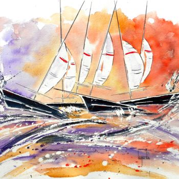 Painting titled "111 Regate +c" by Geneviève Lagarde, Original Artwork, Watercolor