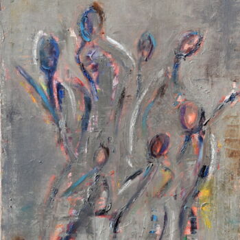 제목이 "SILHOUETTES"인 미술작품 Geneviève Lamya Pous로, 원작, 기름 나무 들것 프레임에 장착됨