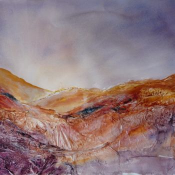 Painting titled "Collines 2" by Geneviève Liebert-Trenchant, Original Artwork, Watercolor