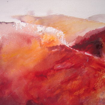 Painting titled "En rouge et blanc" by Geneviève Liebert-Trenchant, Original Artwork, Watercolor