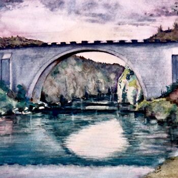Painting titled "Saint Bridge" by Geni Gorani, Original Artwork, Watercolor