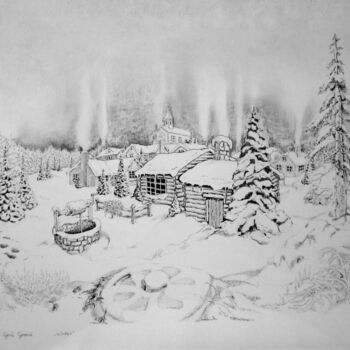 Drawing titled "Winter" by Geni Gorani, Original Artwork, Pencil