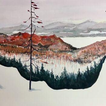 Peinture intitulée "Frozen Lake" par Geni Gorani, Œuvre d'art originale, Aquarelle