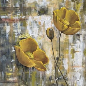 Painting titled "Yellow Flowers" by Geni Gorani, Original Artwork, Acrylic