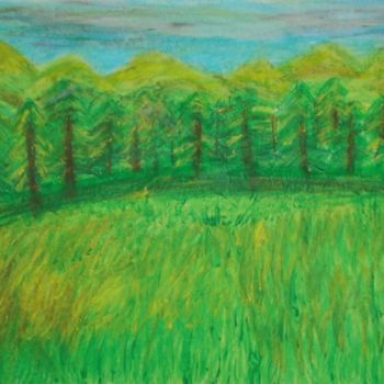 Painting titled "Nirvana in Green" by Genieve Dawkins, Original Artwork
