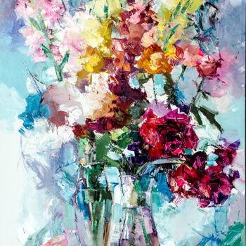 Malerei mit dem Titel "flowers&pointes" von Gennadi Alekhnovich, Original-Kunstwerk, Öl