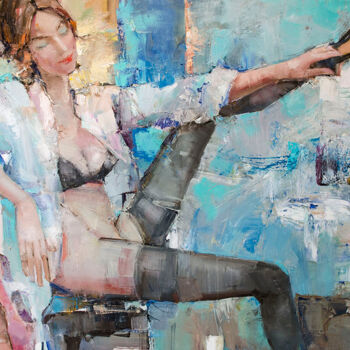 Schilderij getiteld "Taste of turquoise" door Gennadi Alekhnovich, Origineel Kunstwerk, Olie