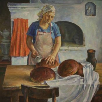 Pittura intitolato "Bread" da Gennadi Kurlenkov, Opera d'arte originale, Olio Montato su Telaio per barella in legno