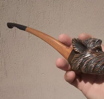 Sculpture intitulée "Smoking pipe Boar.…" par Gennadii Nikitin, Œuvre d'art originale, Bois