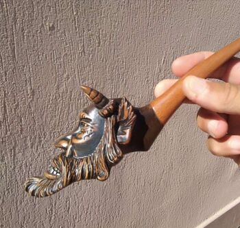 Sculpture titled "Smoking pipe Genie" by Gennadii Nikitin, Original Artwork, Wood