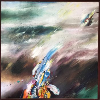 Картина под названием "Потоп" - Геннадий Зуев, Подлинное произведение искусства, Масло Установлен на Деревянная рама для нос…