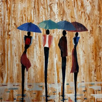 Peinture intitulée "Under rain" par Gennady Gurev, Œuvre d'art originale, Huile