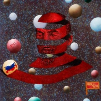 Painting titled "Lenin's dreams" by Gennady Gurev, Original Artwork, Oil