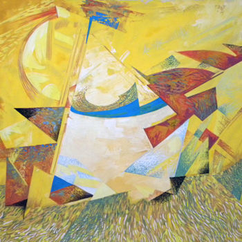 Painting titled "Triangles-wind" by Gen Pol, Original Artwork, Gouache