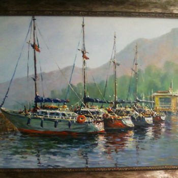 Pittura intitolato "яхты" da Gennadii Tokarev, Opera d'arte originale, Olio