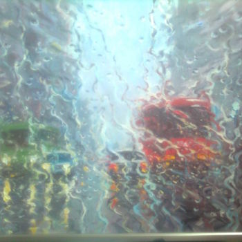Pintura intitulada "дождь" por Gennadii Tokarev, Obras de arte originais, Óleo