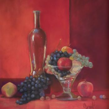 Peinture intitulée "Automne raisin" par Genviev, Œuvre d'art originale, Pastel