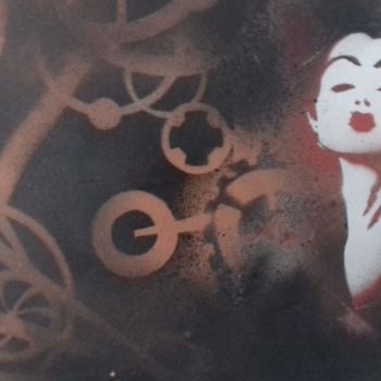 Pittura intitolato "méca geisha" da G.E.F, Opera d'arte originale, Spray