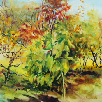 Peinture intitulée "Automne" par Leokadia Kapuscinska, Œuvre d'art originale, Huile