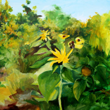 제목이 "Dans le jardin"인 미술작품 Leokadia Kapuscinska로, 원작, 기름