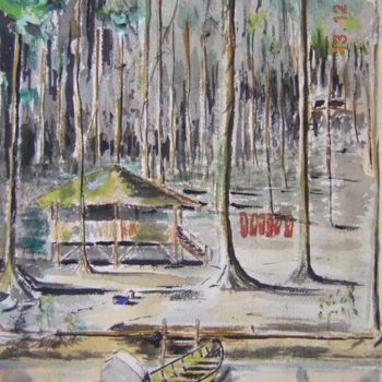Painting titled "camp de la Counana" by Georges Laborde, Original Artwork