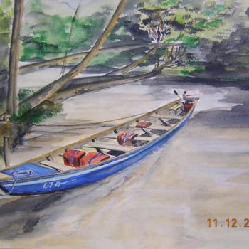 Pittura intitolato "La Counana, rivière…" da Georges Laborde, Opera d'arte originale