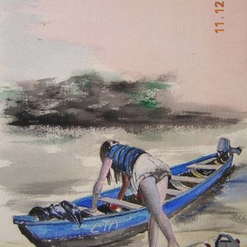 Painting titled "Retour de rivière" by Georges Laborde, Original Artwork