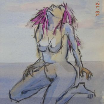 Painting titled "Femme aux cheveux r…" by Georges Laborde, Original Artwork
