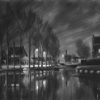 Artes digitais intitulada "Abend am Kanal" por Georg Ireland, Obras de arte originais, Pintura digital