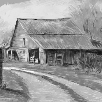 Digital Arts titled "the old barn" by Georg Ireland, Original Artwork, Digital Painting