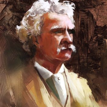 Artes digitais intitulada "Mark Twain" por Georg Ireland, Obras de arte originais, Pintura digital