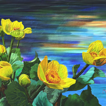 Digital Arts titled "yellow marsch marig…" by Georg Ireland, Original Artwork, Digital Painting