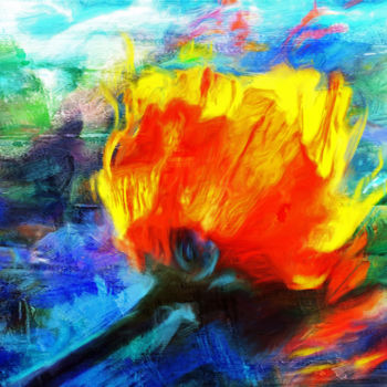 Arts numériques intitulée "flammender Mohn" par Georg Ireland, Œuvre d'art originale, Peinture numérique