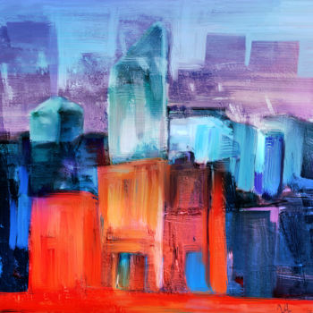 Arts numériques intitulée "urban landscape red…" par Georg Ireland, Œuvre d'art originale, Peinture numérique