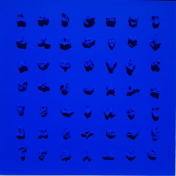 Коллажи под названием "Paréidolie blue on…" - George K, Подлинное произведение искусства, Коллажи Установлен на Деревянная п…