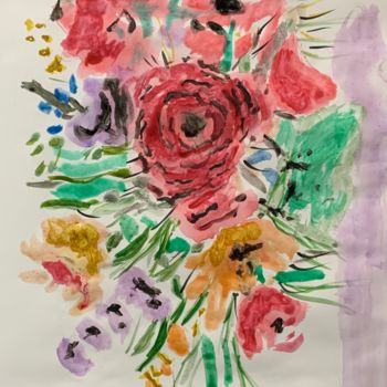 Pittura intitolato "Flowers" da George Kalinderis, Opera d'arte originale, Acquarello