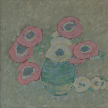 Painting titled "Anemone in vase" by George Bacov, Original Artwork, Oil