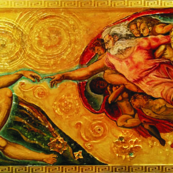 Painting titled "THE CREATION OF ADAM" by George Balmus, Original Artwork, Acrylic