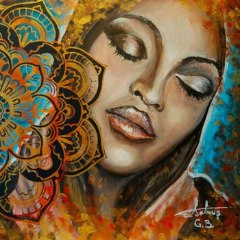 Painting titled "Nubian Chic" by George Balmus, Original Artwork, Acrylic Mounted on Wood Panel