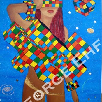 Pintura intitulada "RubiKosmiKa" por George Ehf ®, Obras de arte originais