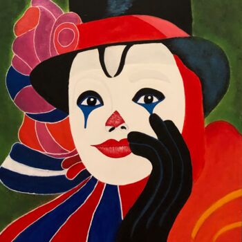 Painting titled "CLOWN 2" by Georges Bettan, Original Artwork, Acrylic Mounted on Wood Stretcher frame